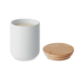 GiftRetail MO6986 - VEIKA Eco-Friendly Fresh Linen Candle in Bamboo Jar, 200g