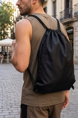 NIGHT Eco-Friendly Large Drawstring Bag with Side Pocket - GiftRetail MO6997