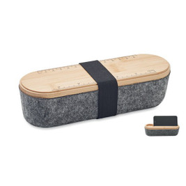 GiftRetail MO2114 - MILE RPET Eco-Friendly RPET Felt Pencil Case with Bamboo Lid