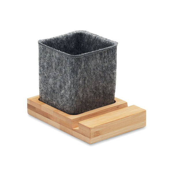 GiftRetail MO2115 - OROSTAN RPET Eco-Friendly RPET Felt Pen Holder with Phone Stand