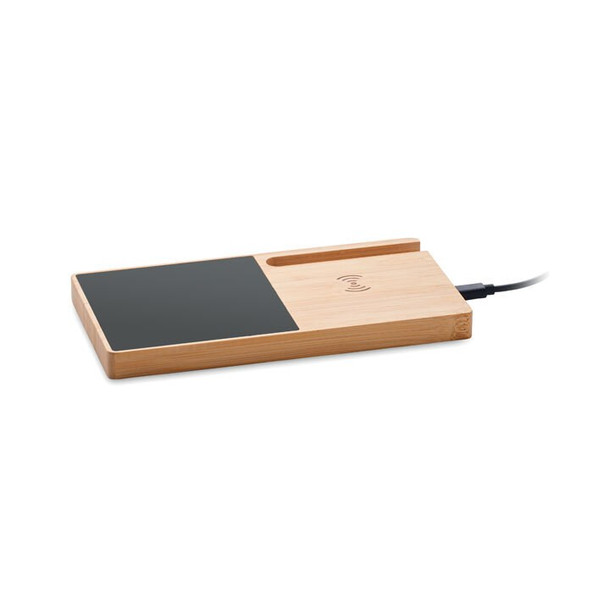 GiftRetail MO2154 - SIBIT Bamboo Wireless Charger with Mug Warmer & Phone Stand