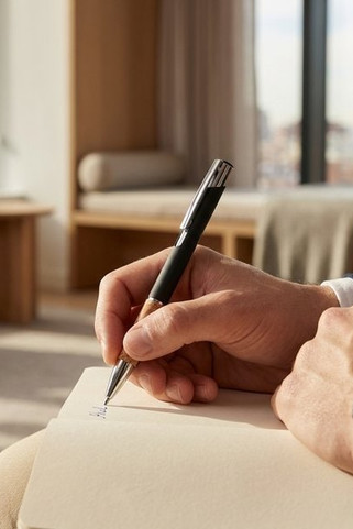 VERIA Elegant Aluminium Pen with Cork Grip and Blue Ink - GiftRetail MO2158