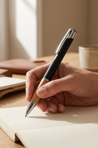 SPARTA Elegant Aluminium Pen with Bamboo Grip and Blue Ink - GiftRetail MO2159