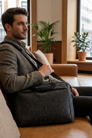 PLANA Eco-Friendly 15 Inch RPET Felt Laptop Bag with Strap - GiftRetail MO2165