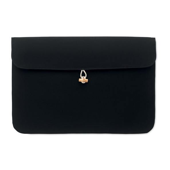 GiftRetail MO2191 - COTIN Eco-Friendly 15 Inch Cotton Laptop Pouch with Bamboo Button