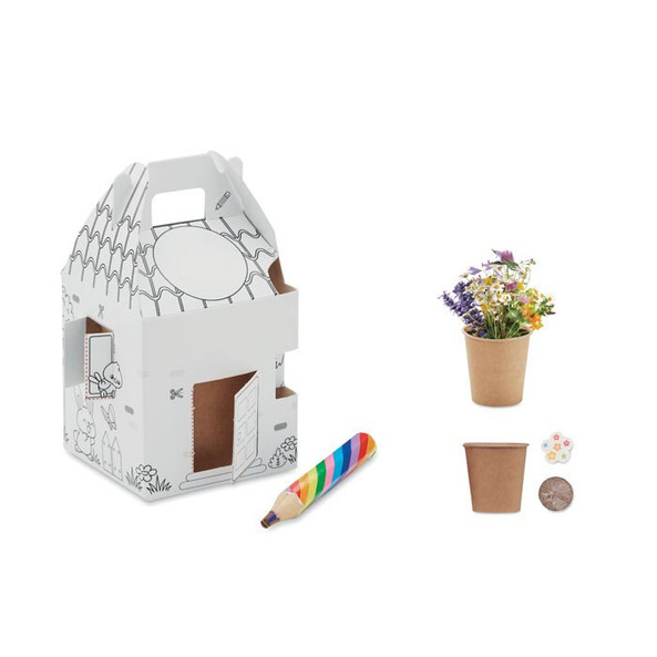 GiftRetail MO2223 - FULLHOUSE Kids' House Shaped Grow Kit with Seeds and Pencil