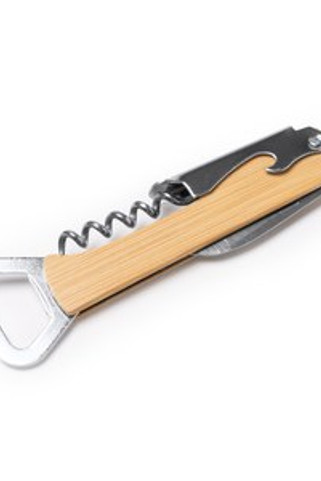 SAIPAN Opener with stainless steel corkscrew in a classic design with bamboo grip - EgotierPro AB1234