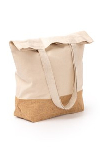 MENDES Bag in 330 gsm recycled cotton and natural yute - EgotierPro BO1352