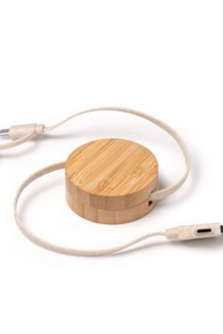 GARYK Extendable charging cable with main structure in bamboo and wheat fibre cable - EgotierPro CR1049