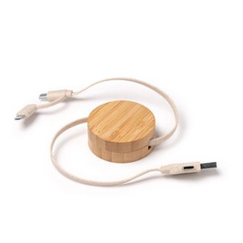 GARYK Extendable charging cable with main structure in bamboo and wheat fibre cable - EgotierPro CR1049