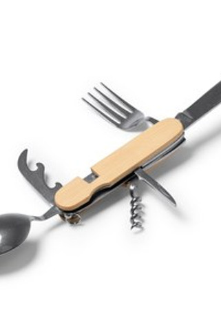 DIYON Multifunctional cutlery set with bamboo structure and stainless steel accessories - EgotierPro CU1242