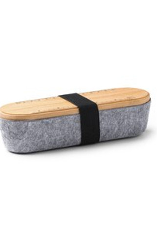 NIBIX Pencil case with bamboo lid and main structure in recycle felt fabric - EgotierPro ET1325