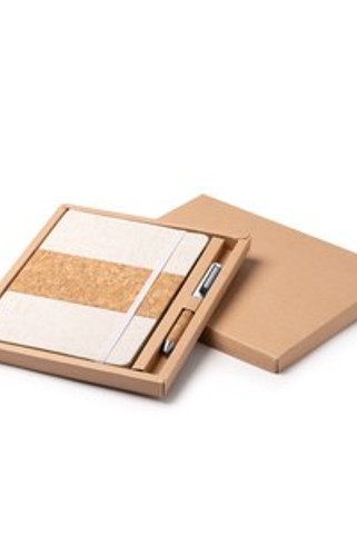 BERET A5 notebook and pen set presented in a kraft cardboard case - EgotierPro HW1323