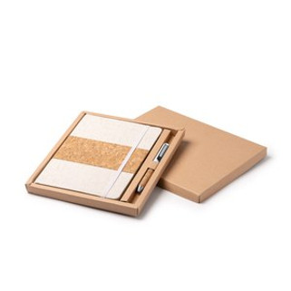 BERET A5 notebook and pen set presented in a kraft cardboard case - EgotierPro HW1323
