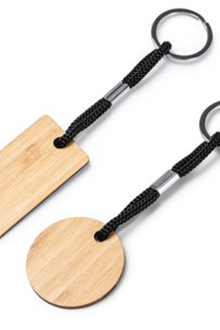 YESTE Wooden keyring in two designs with resistant polyester cord - EgotierPro KO1253