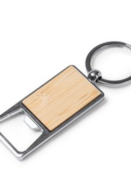 BENUR Keyring opener in bamboo and chrome-pleated metal - EgotierPro KO1260