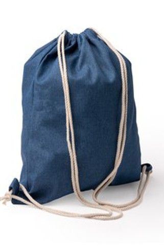 BONEY Drawstring backpack in recycled denim with 8 mm cotton strings - EgotierPro MO1073