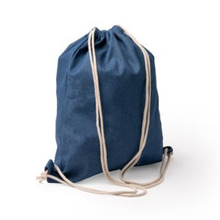 BONEY Drawstring backpack in recycled denim with 8 mm cotton strings - EgotierPro MO1073
