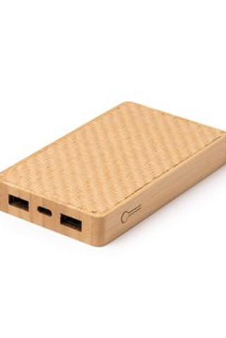AKROL Power bank with main structure in bamboo and base in natural fibres - EgotierPro PB1318