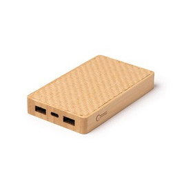 AKROL Power bank with main structure in bamboo and base in natural fibres - EgotierPro PB1318