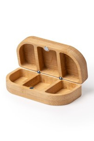 Stamina SB1477 - MILDOR Boîte à pilules en bambou avec trois compartiments séparés