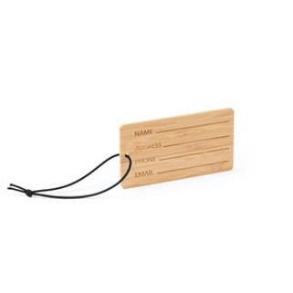 KABORE Bamboo suitcase tag with black elastic strap - EgotierPro TA1207