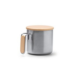 RIMOR Recycled 304 stainless steel mug with bamboo detail in the handle - EgotierPro TZ1264
