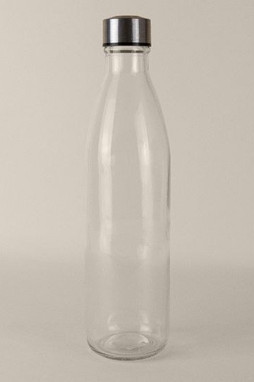 Goya 39522 - Glass Bottle with Stainless Steel Cap, 1L H2O