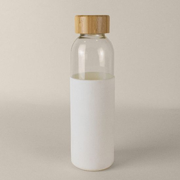 Goya 50019 - Glasflasche 500ml mit Bambusdeckel & Silikonhülle GIN
