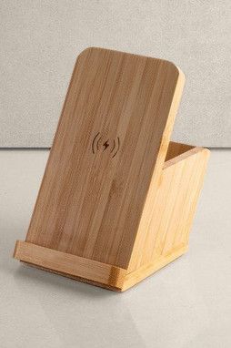 Goya 50634 - 10W langaton lataustuki + kynäteline, bambu BOLT