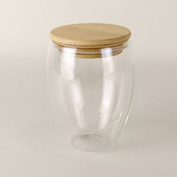 Goya 50645 - Doppelwandiges Borosilikatglas mit Bambusdeckel, 300ml BROUST