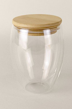 Goya 50645 - Dubbelwandig Borosilicaatglas met Bamboe Deksel 300ml BROUST