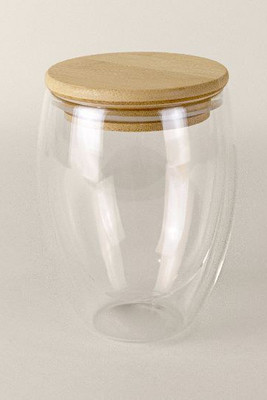 Goya 50645 - Dubbelwandig Borosilicaatglas met Bamboe Deksel 300ml BROUST