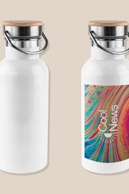 Goya 50655 - Stainless Steel Bottle 500ml Bamboo Cap MILKY