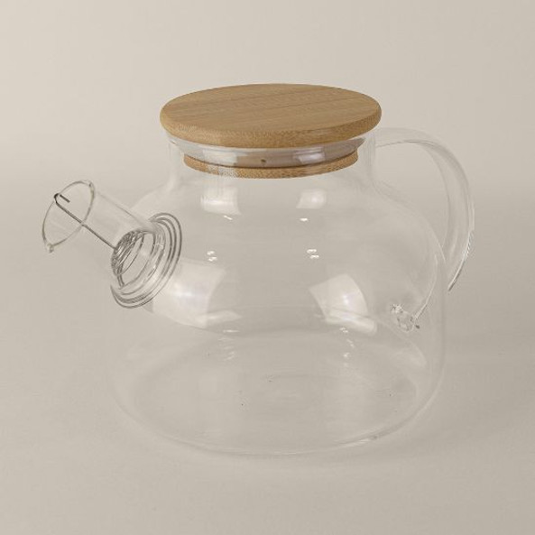 Goya 52025 - Borosilikat Teekanne mit Bambusdeckel und Metallfilter HERBAL