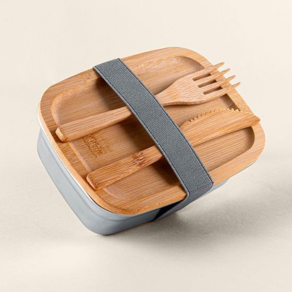 Goya 52038 - Boîte à déjeuner inox avec couverts PEACH