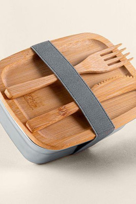 Goya 52038 - Stainless Steel Lunchbox with Bamboo Lid PEACH