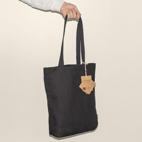 Goya 52045 - Sac en Coton Noir Fairtrade 280 gr/m² avec Anses Longues et Résistantes FAIRTRADE