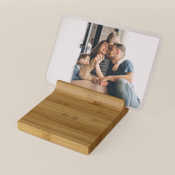 Goya 52522 - Trådlös Laddningsbas 2-i-1 i Bambu CERVINO