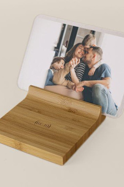 Goya 52522 - 2-in-1 langaton latausalusta 5W bambusta CERVINO