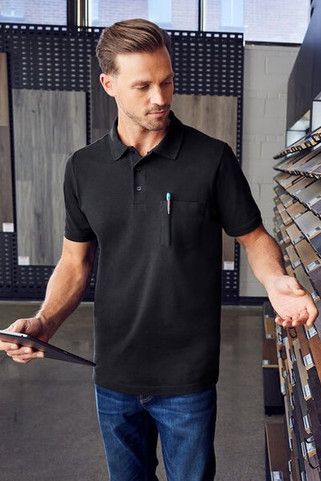 Harriton M205P - Mens Valiant Cotton Snag Protect Pocket Polo