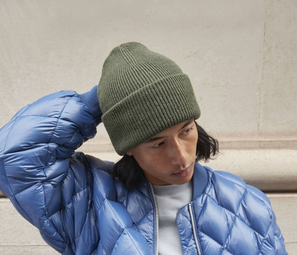 BEECHFIELD BF385R - Nachhaltige Gerippte Beanie mit Tiefem Umschlag