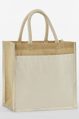 WESTFORD MILL WM483 - COTTON POCKET NATURAL STARCHED JUTE MIDI TOTE