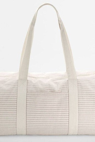 WESTFORD MILL WM258 - STRIPED ORGANIC COTTON BARREL BAG