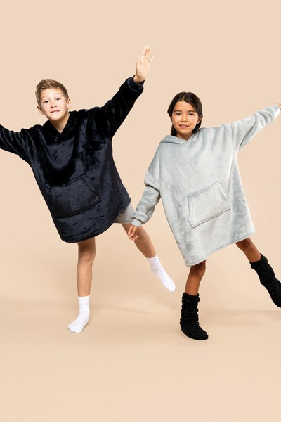Kariban K430 - Cozy Kids Plaid Hooded Poncho with Sherpa Lining
