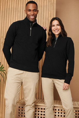 Henbury H842 - Eco-Friendly Unisex Zipped Neck Sweatshirt