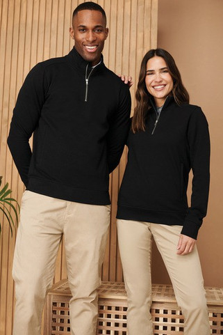 Henbury H842 - Eco-Friendly Unisex Zipped Neck Sweatshirt