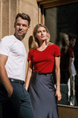 Malfini Premium 700 - Slim Fit Stretch V-Neck Tee with Contrast Tape