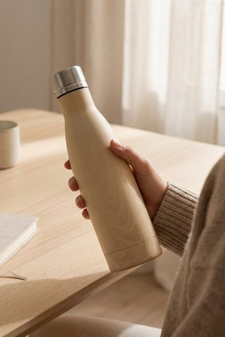 Vasa 500 ml wood-look copper vacuum insulated bottle - EgotierPro 100515