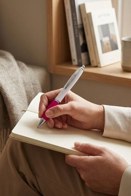 Nash ballpoint pen with white barrel and coloured grip (black ink) - EgotierPro 106371